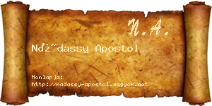 Nádassy Apostol névjegykártya